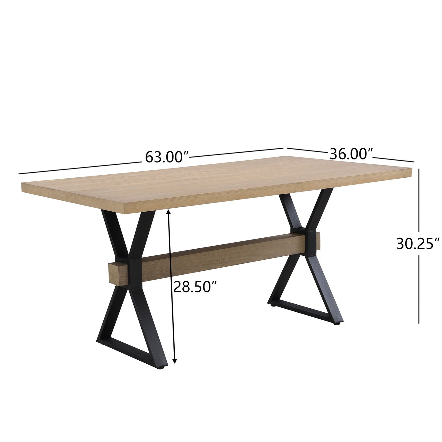 Elevated Farmhouse Dining Table With X-Shaped Legs - Light Ash