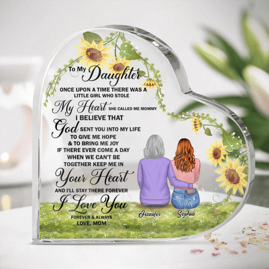 Personalized To My Daughter Heart Acrylic Plaque - Gift Idea For Daughter - To My Daughter Once Upon A Time There Was A Litte Girl Who Stole