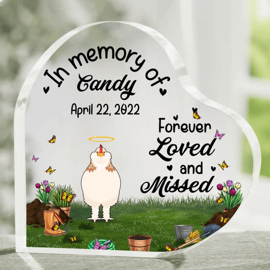 Personalized Memorial Chicken Heart-Shaped Acrylic Plaque - Gift Idea For Chicken Lover - Forever Loved And Missed
