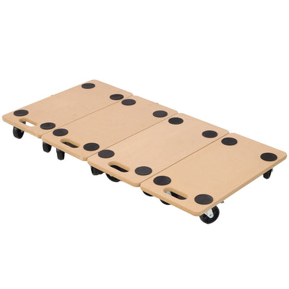 Furniture Moving Dolly, Heavy Duty Wood Rolling Mover With Wheels For Piano Couch Fridge Heavy Items, Securely Holds 500 Lbs (Set of 4) - Natural