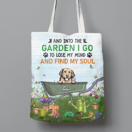 Custom Personalized Pets Garden Canvas Bag - Up To 6 Dogs/Cats - Gift Idea For Dog/Cat Lovers  - And Into The Garden I Go To Lose My Mind And Find My Soul