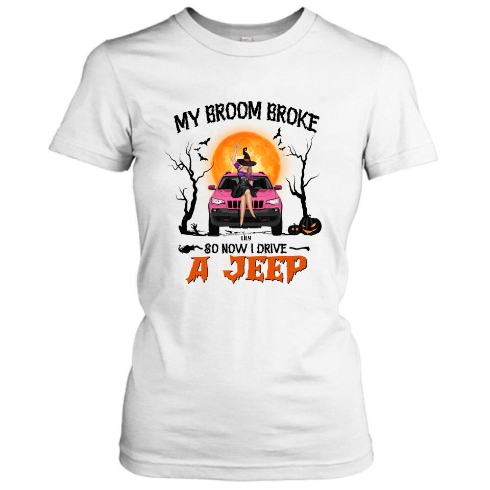 Personalized Off-Road Witch T-Shirt/Pullover Hoodie - Halloween Gift For Girl - My Broom Broke
