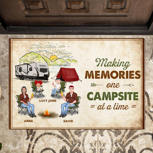 Personalized Camping Doormat - Gift Idea For Camping Lovers/Couple/Family - Making Memories One Campsite At A Time