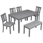 Kitchen Dining Set, Rectangular Dining Table With Upholstered Chairs