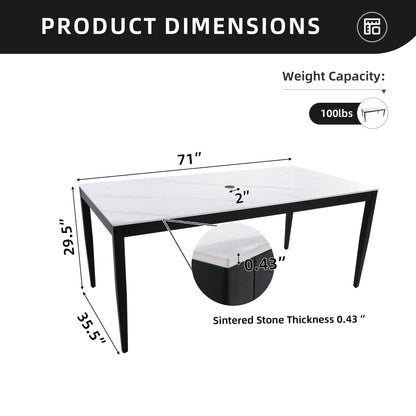Outdoor Modern Patio Dining Table, Post Tapered Legs, Weatherproof & Rust Free