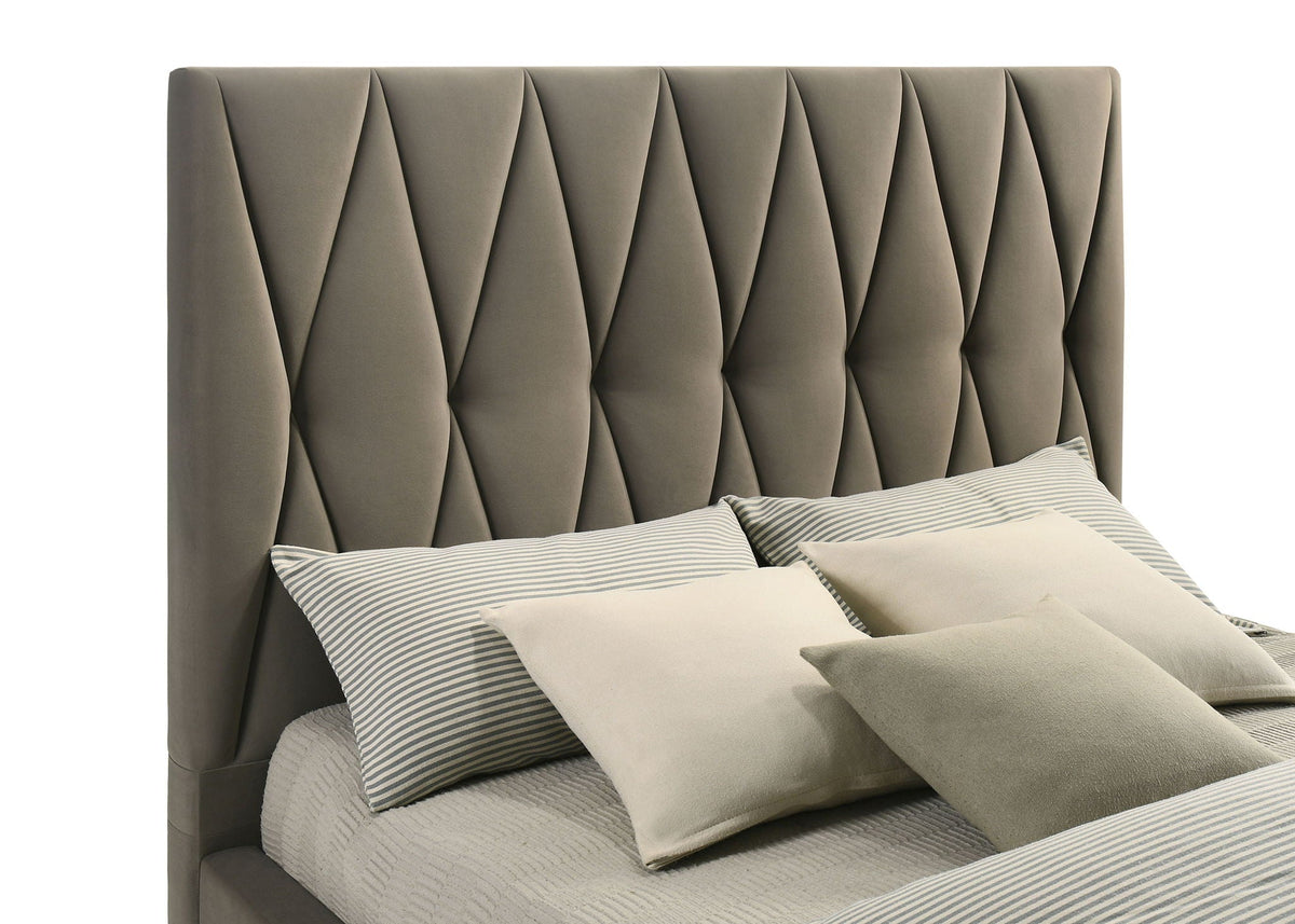 Delsea Upholstered Eastern King Platform Bed Light Brown