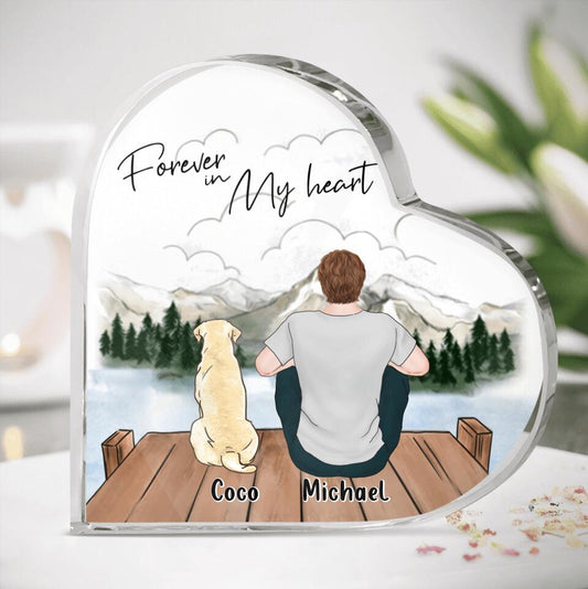 Personalized Dog Dad Crystal Heart - Gift for Dog Dad, Dog Lovers - Up to 4 Dogs - Forever in my heart