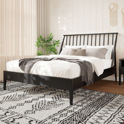 Bohemian Platform Bed With Tall Headboard