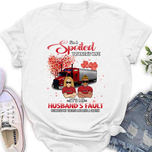 Personalized Trucker Shirt - Gift Idea For Trucker/Couple - I'm A Spoiled Trucker's Wife