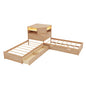 L-Shaped Bed Frame With Trundle, Built In Desk & LED Lighting