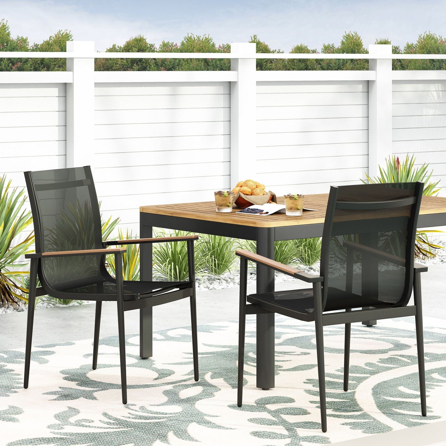 Barrister Dining Chair Set of 2 - Black / Natural