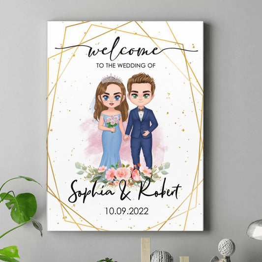 Personalized Decor Gift Wedding Welcome Canvas - Gift Idea For Wedding Anniversary/For Her/For Him