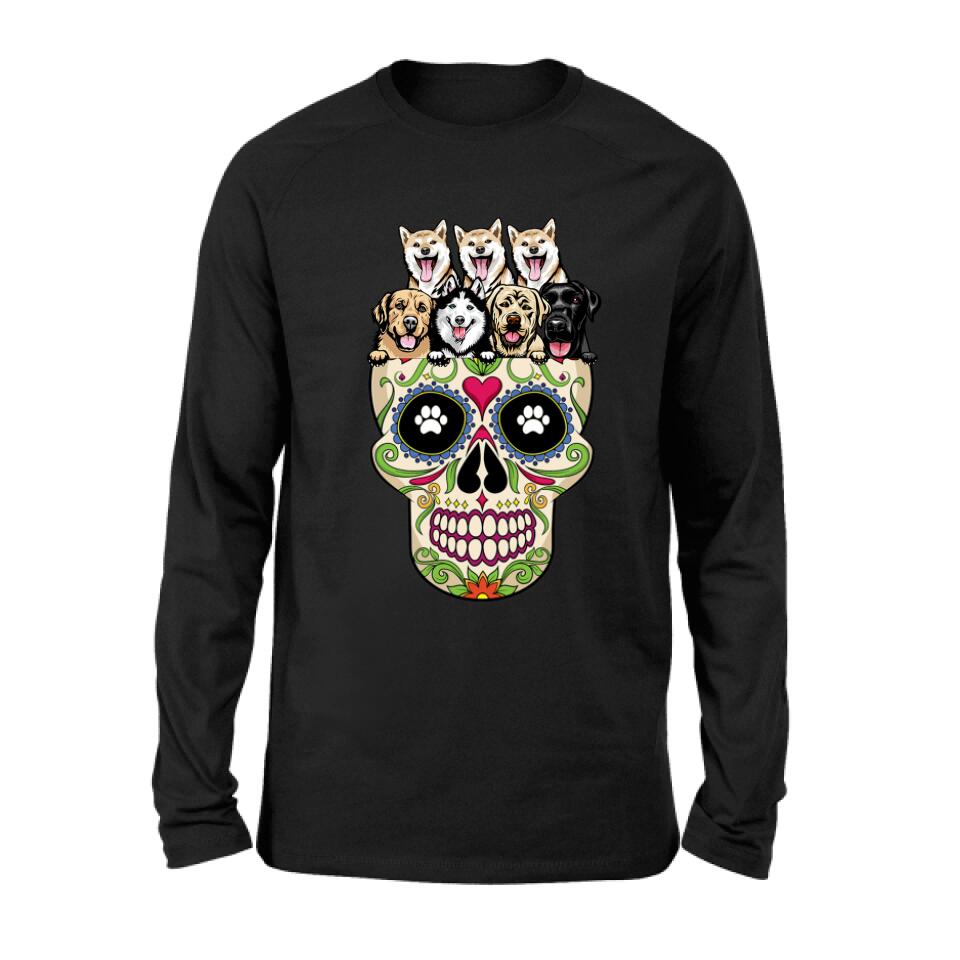 Personalized Sugar Skull Pets T-shirt/Hoodie/Sweatshirt/Sleeve - Gift for Dog/Cat Lovers - Up to 7 Pets
