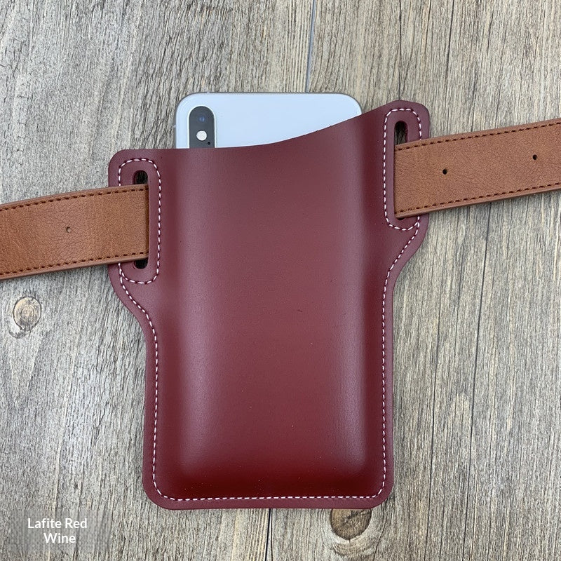 Outdoor Sports Vertical Phone Waist Pouch Leather Case