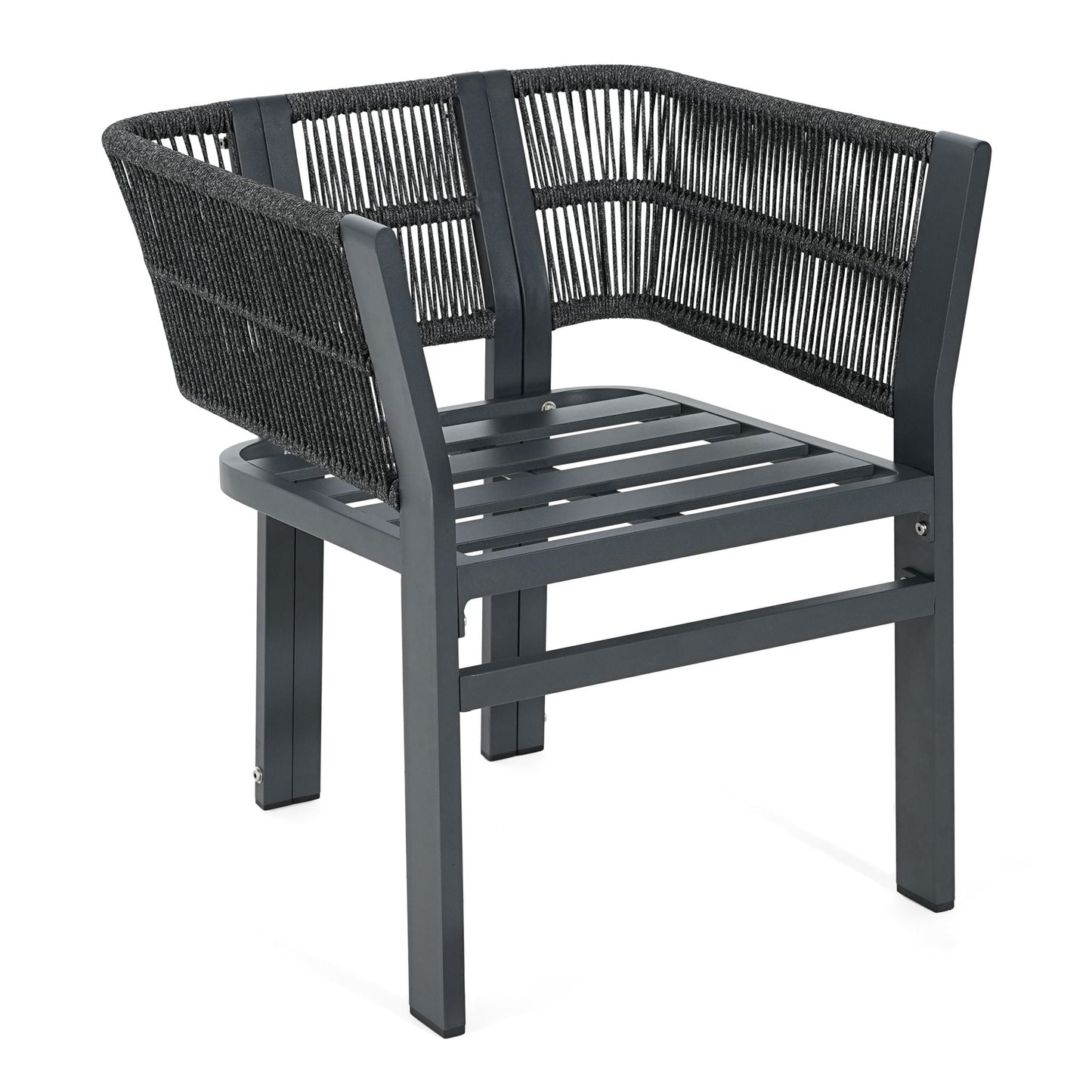 7 Piece Outdoor Dining Set With Table And 6 Chairs - Black / Teak / Gray
