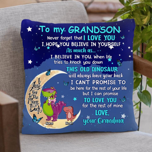 Custom Personalized To My Grandson Dinosaur Pillow Cover - Gift Idea For Grandson/Granddaughter - Never Forget That I Love You