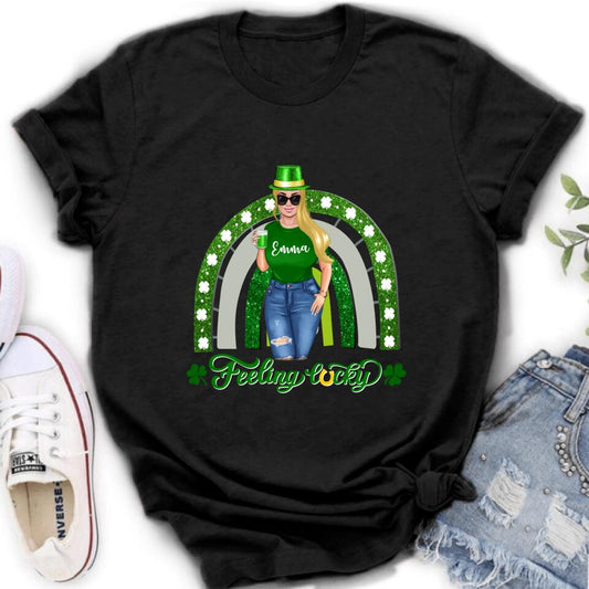 Personalized Irish Girl Unisex T-shirt/Sweatshirt/Hoodie - Gift Idea For St Patrick's Day - Feeling Lucky