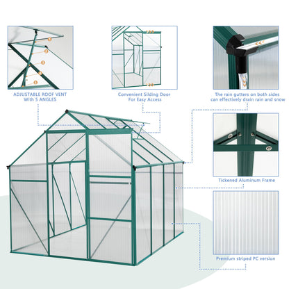 Polycarbonate house Raised Base And Anchor Aluminum Heavy Duty Walk-In houses For Outdoor Backyard In All Season