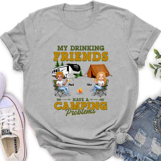 Personalized Camping Friends Shirt - Up to 7 People - Gift For Camping Lovers/Friends - Let's Drink And Watch People Park Their Campers