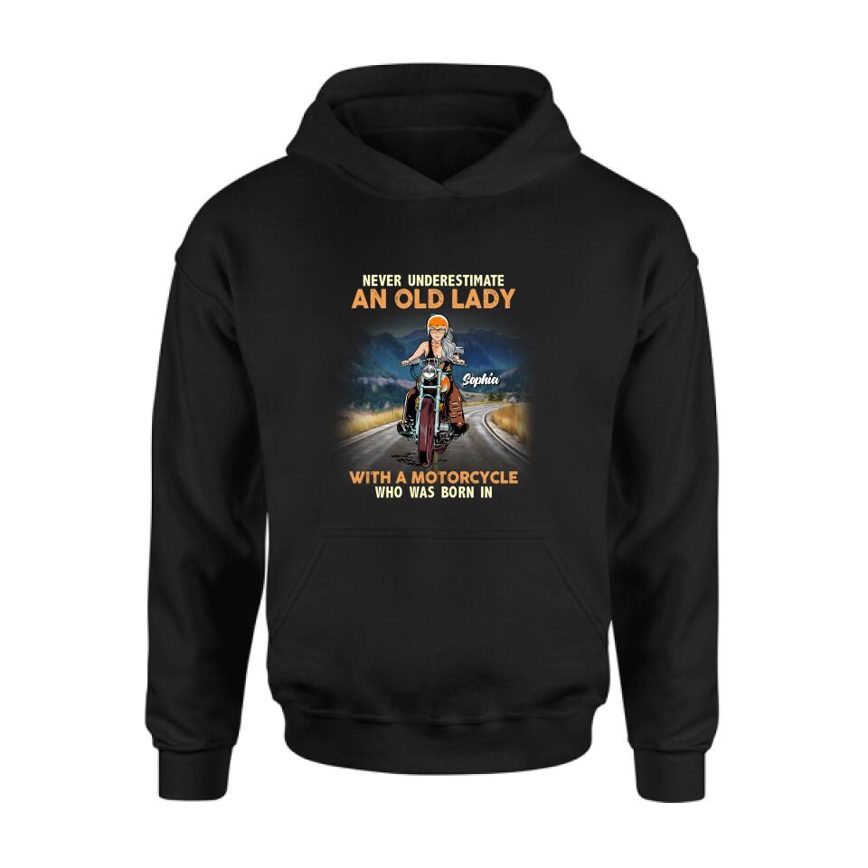 Personalized Biker Grandma Shirt/Pullover Hoodie - Mother's Day Gift For Grandma/Biker - Assuming I'm Just An Old Lady Was Your First Mistake