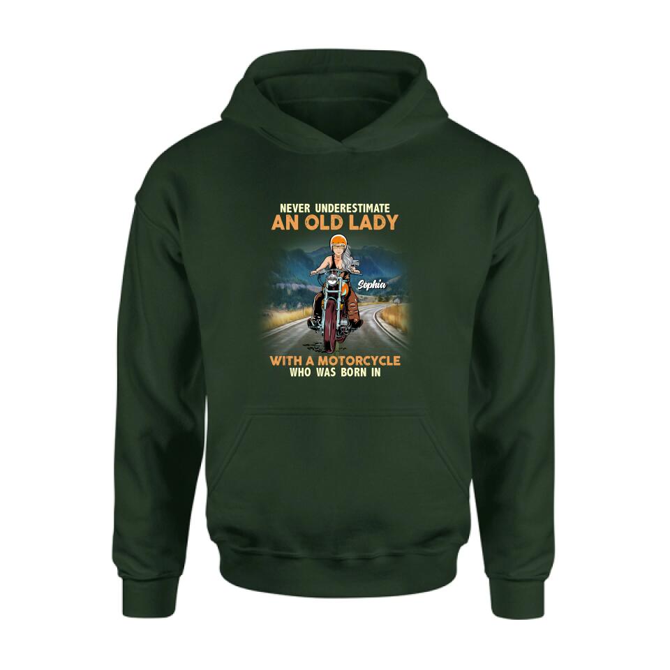 Personalized Biker Grandma Shirt/Pullover Hoodie - Mother's Day Gift For Grandma/Biker - Assuming I'm Just An Old Lady Was Your First Mistake