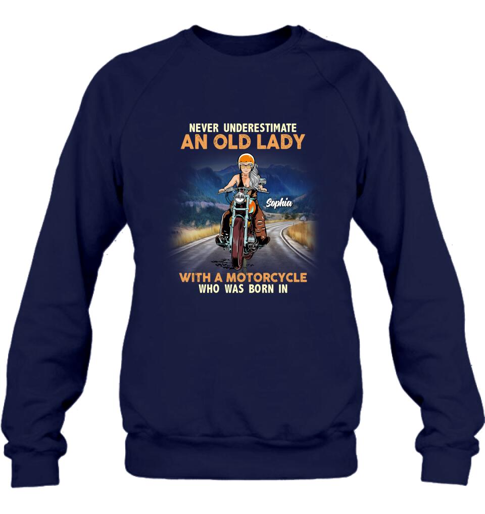 Personalized Biker Grandma Shirt/Pullover Hoodie - Mother's Day Gift For Grandma/Biker - Assuming I'm Just An Old Lady Was Your First Mistake
