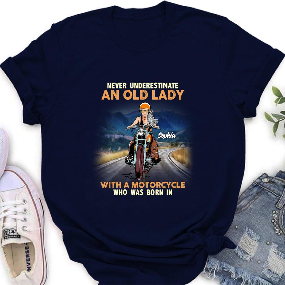 Personalized Biker Grandma Shirt/Pullover Hoodie - Mother's Day Gift For Grandma/Biker - Assuming I'm Just An Old Lady Was Your First Mistake