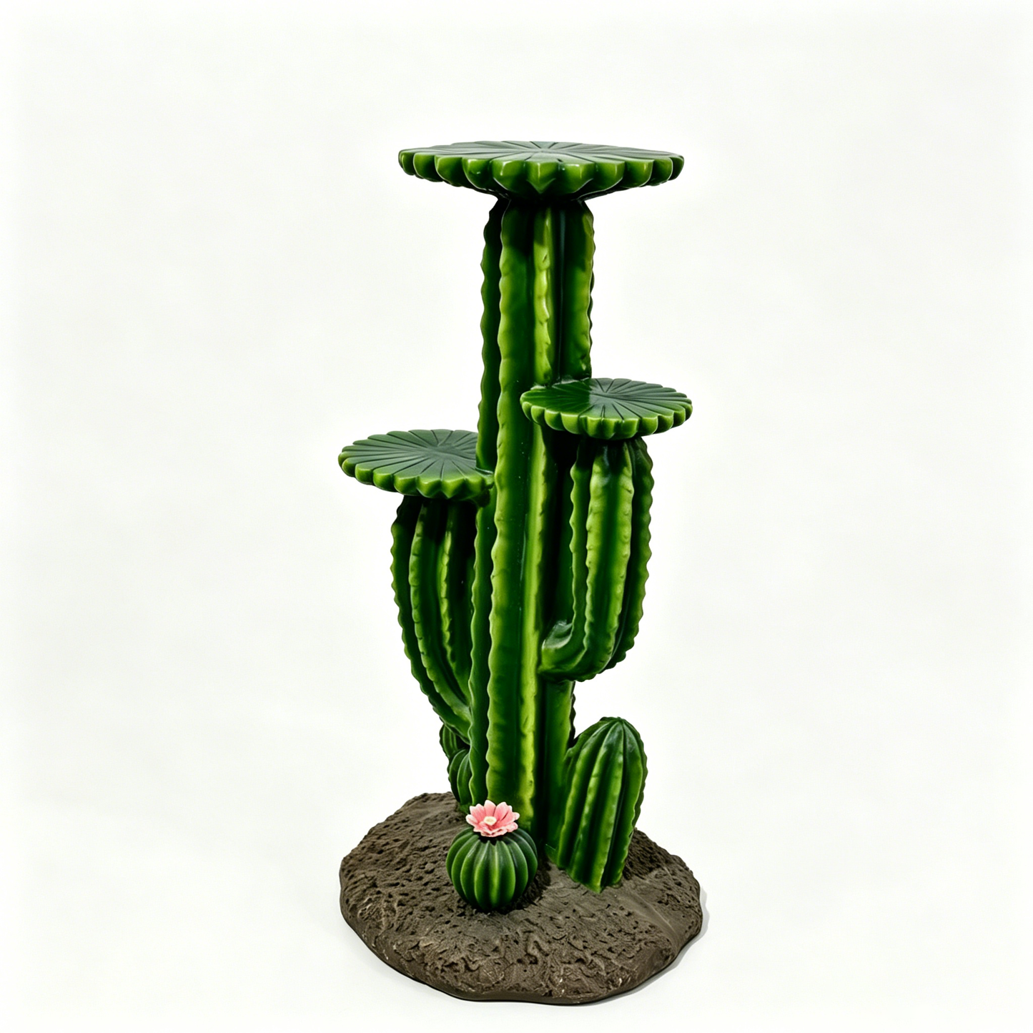 32'' Resin Saguaro Cactus Plant Stand with 3 Display Shelves