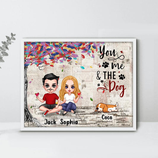 Personalized Couple And Dogs Poster - Up to 5 Dogs - Best Gift For Couple/Dog Lovers - You And Me & The Dogs