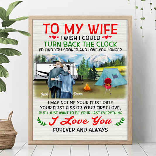 Personalized Old Couple Poster - Best Gift Idea For Grandparents/Couple - To My Wife I Wish I Could Turn Back The Clock