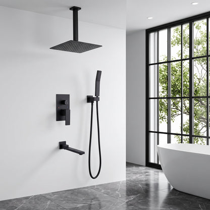 Matte Shower System with Tub Spout and 10 Inch Shower Head