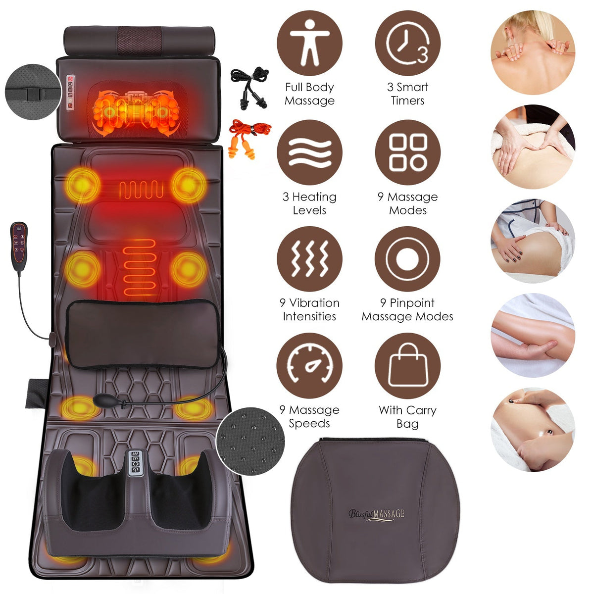 Full Body Massage Mat with Heat and Shiatsu Neck & Foot Massager
