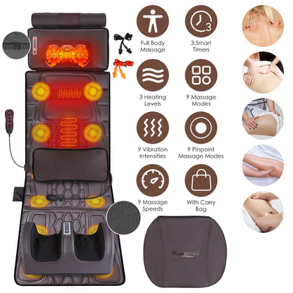 Full Body Massage Mat with Heat and Shiatsu Neck & Foot Massager
