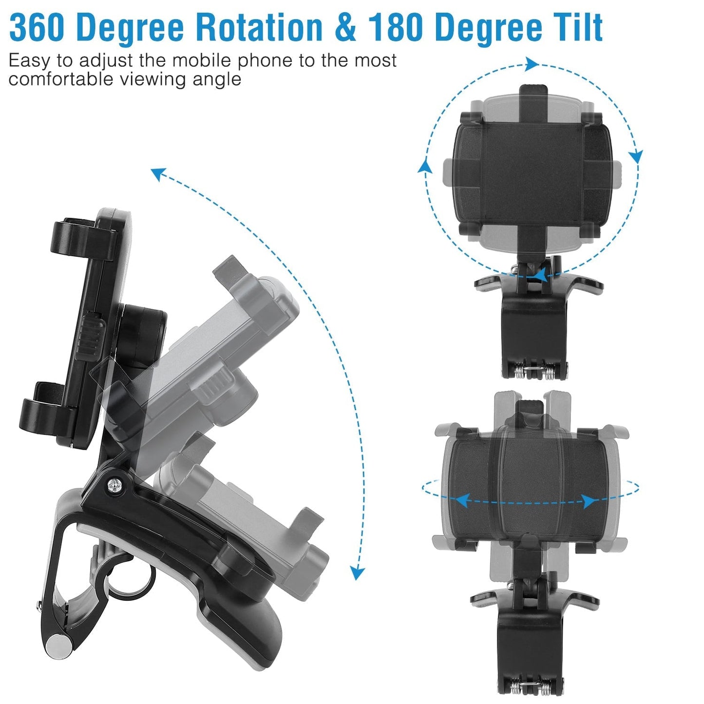 Car Dashboard Phone Bracket Stand Car Phone Holder Non-slip 360¡Rotation Dashboard Phone Clamp Suitable For 3-7in Cell Phone