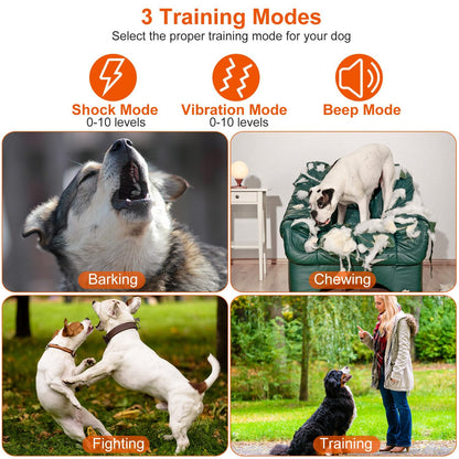 IPX7 Waterproof Electric Dog Training Collar Rechargeable Receiver Beep Vibration Shock for small Medium Large Dogs