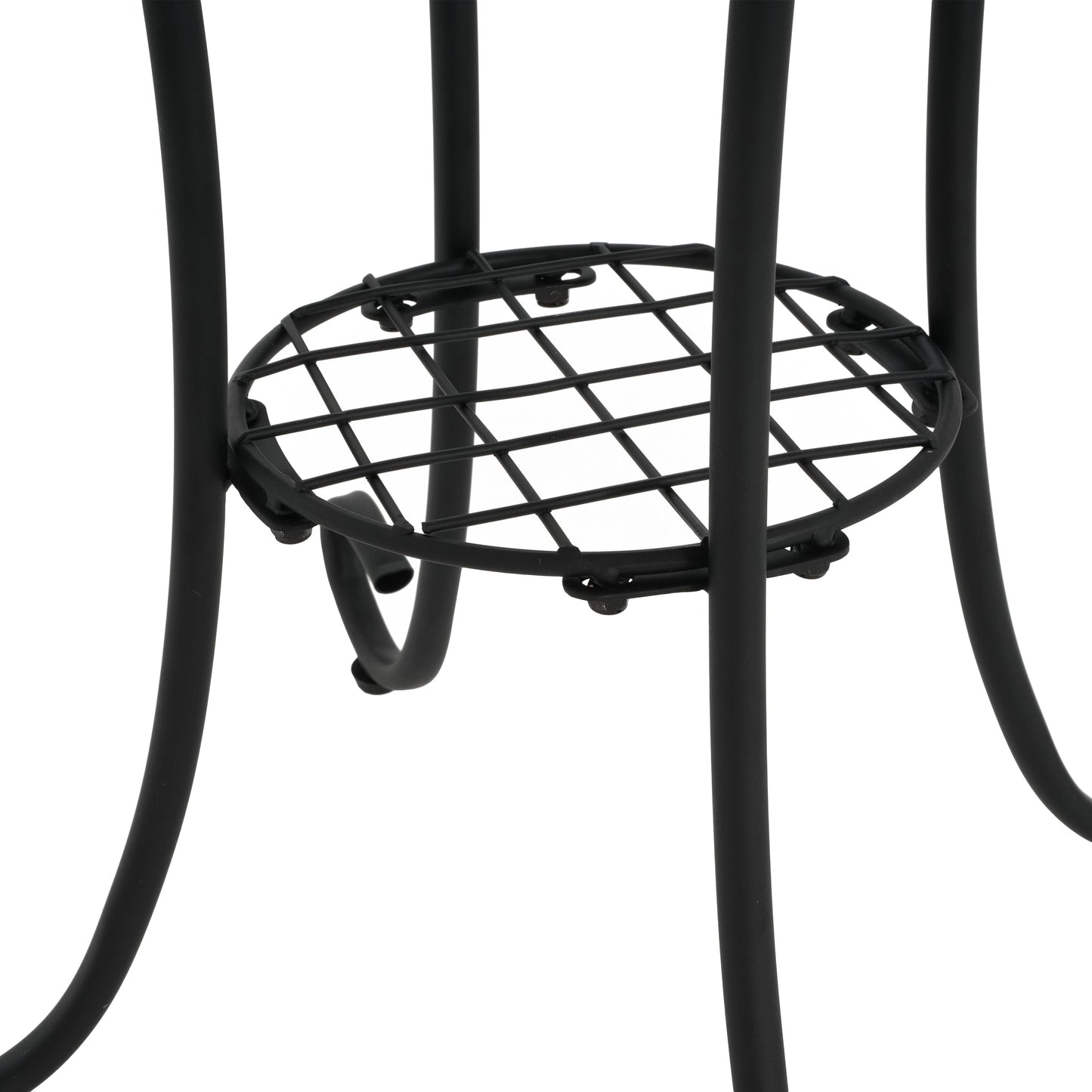 Patio Side Table with Shelf, Brown and Black