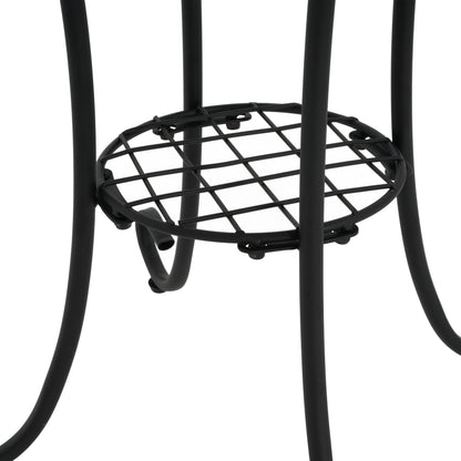 Patio Side Table with Shelf, Brown and Black