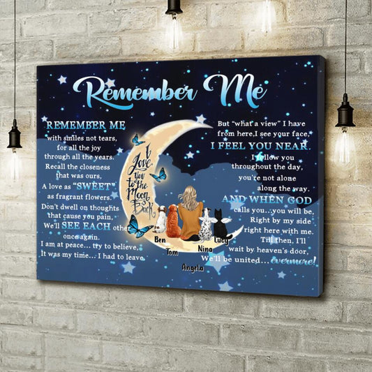 Personalized Memorial Canvas - Up to 4 Pets - Best Gift For Dog/Cat Lovers - Remember Me