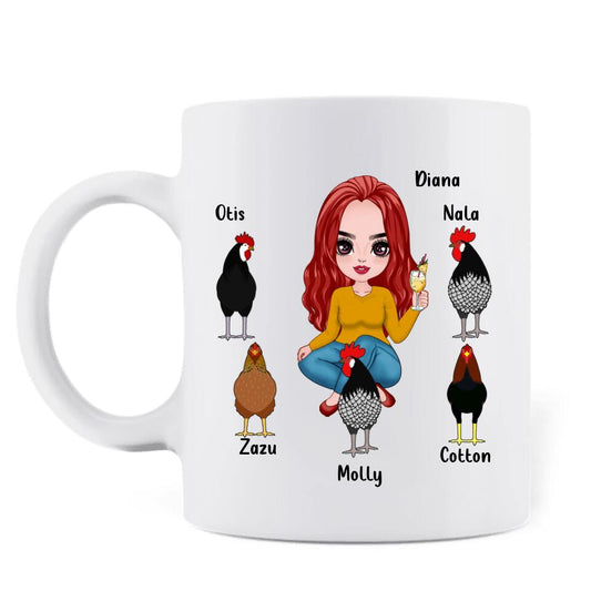 Personalized Chickens Mug - Up to 5 Chickens - Just A Girl Who Loves Peckers