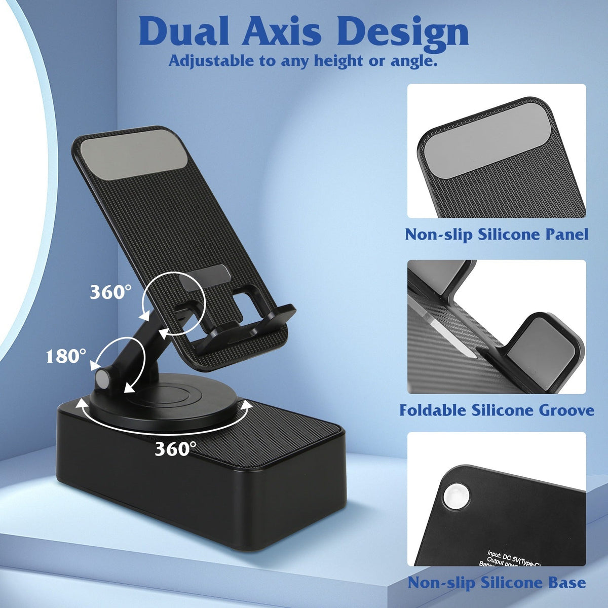 4-in-1 Foldable Wireless Speaker Stand with Power Bank & RGB Light