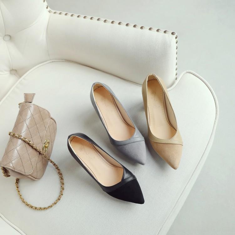 Spring And Autumn Pointed-toe Chunky-heeled High Heels