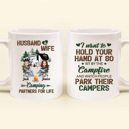 Personalized Camping Couple Coffee Mug - Gift Idea For Couple/Camping Lover - Husband And Wife Camping Partners For Life