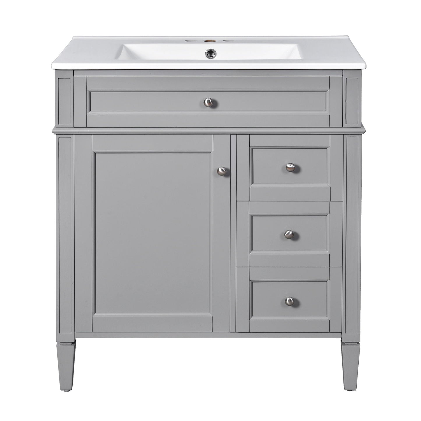 Bathroom Vanity With Top Sink, 2 Drawers & Tip Out Drawer