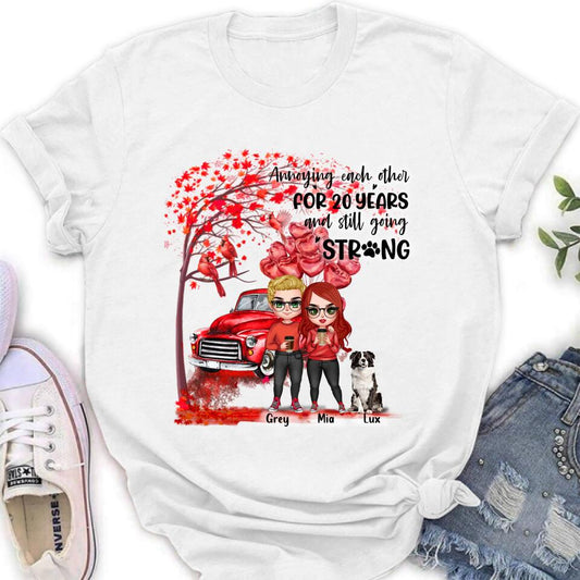 Personalized Valentine Couple & Dog Shirt/Pullover Hoodie - Valentine's Day Gift Idea For Couple - Annoying Each Other For 20 Years And Still Going Strong