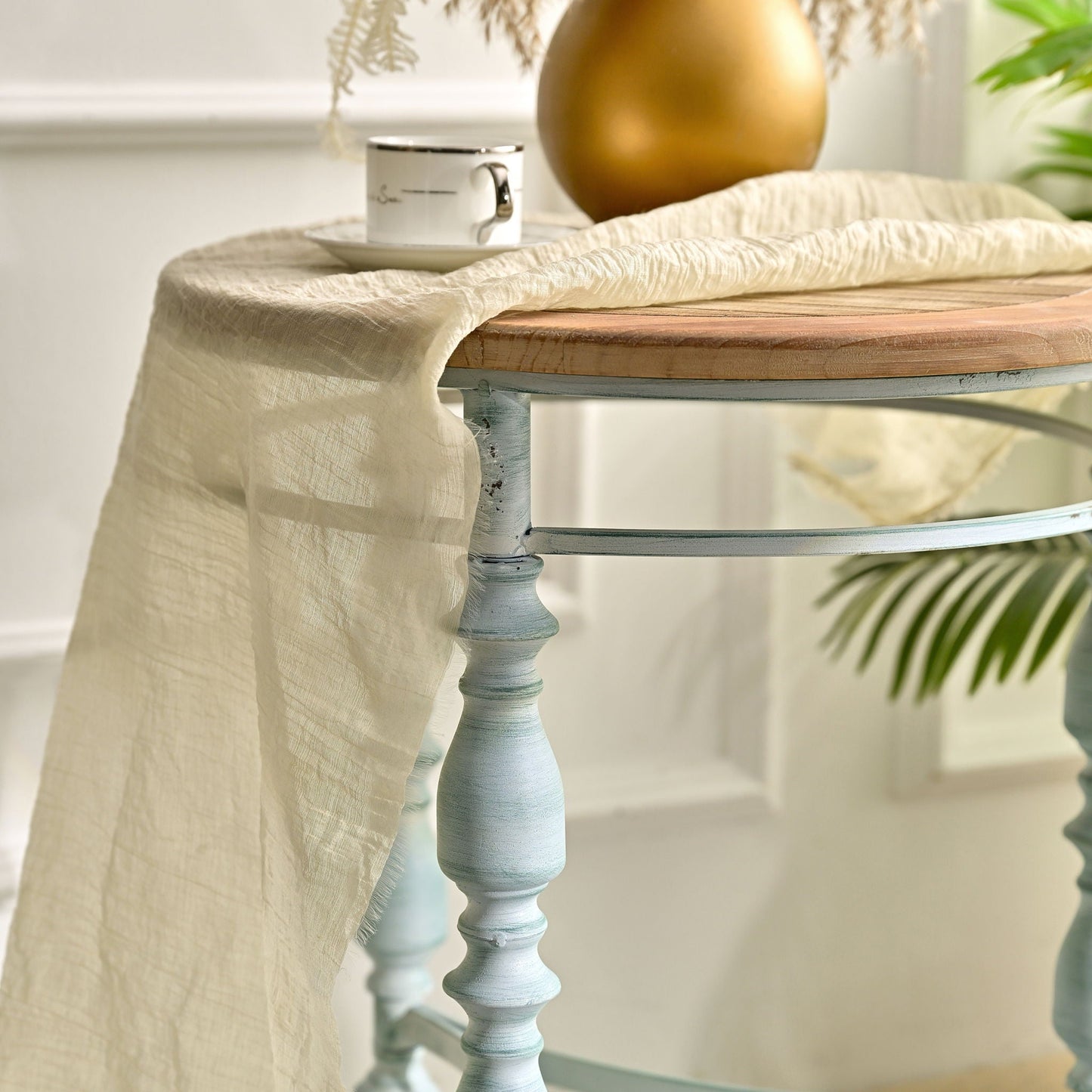 Round Top Carved Table For Living Room
