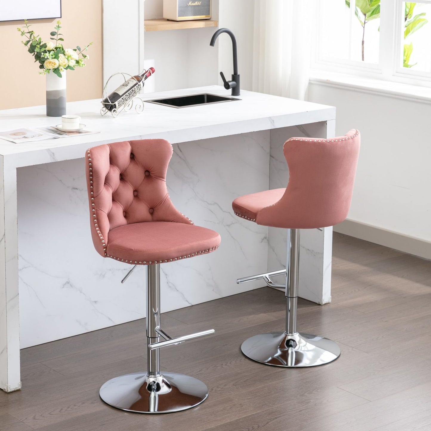 Swivel Adjustable Height Barstools Set of 2