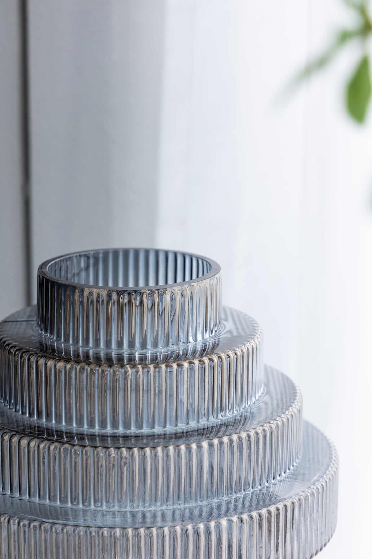 Multi-Tiered Geometric Vase with Smoked Glass Finish