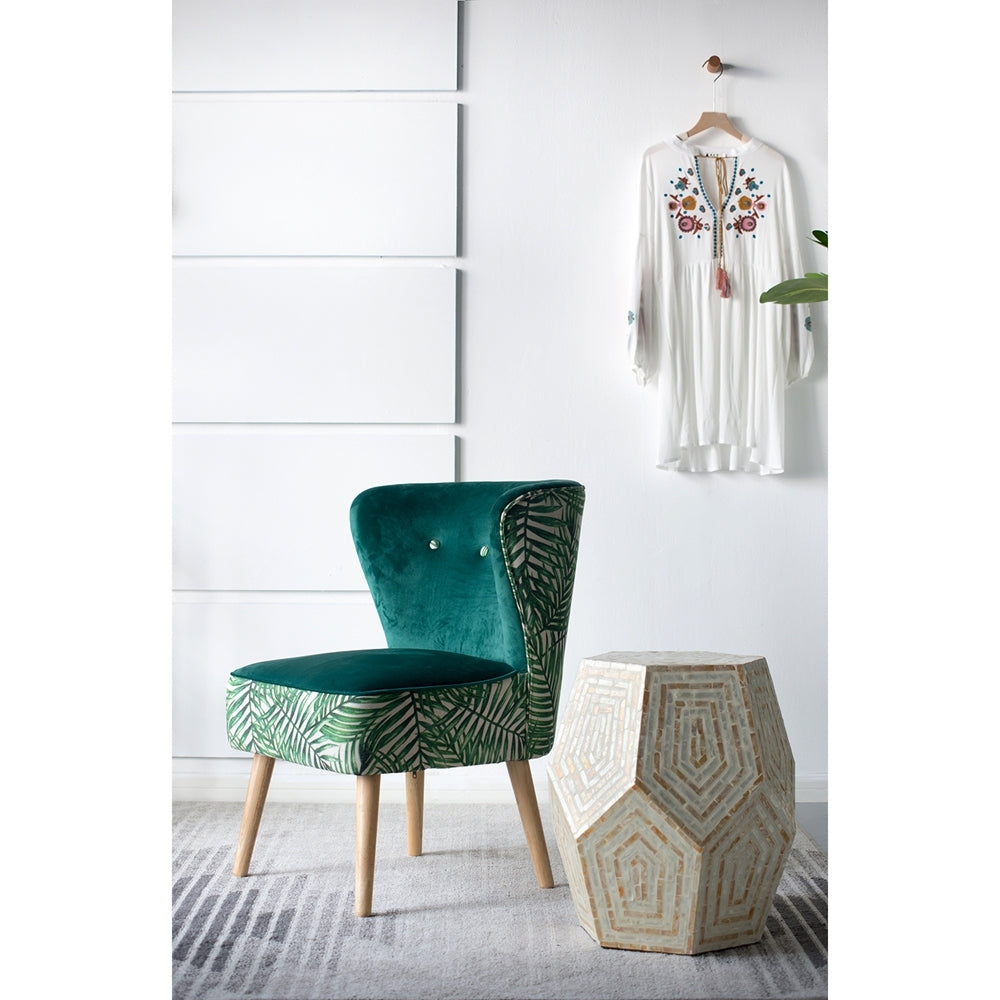 18x18x21 Hexagonal Capes Capiz Stool Cream/Yellow