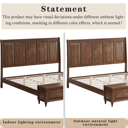 Sleigh Bed Frame With Tall Headboard And Storage Bench