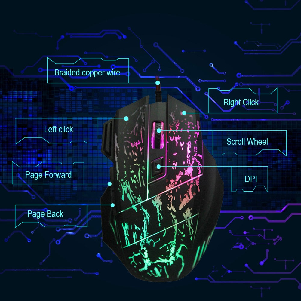 Gaming Mouse with RGB Lighting and Adjustable DPI for Precision Control